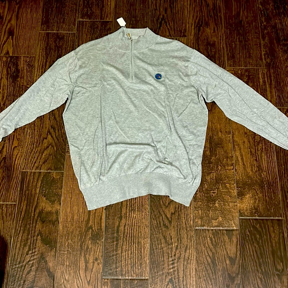 Grey Peter Millar large long sleeve golf polo